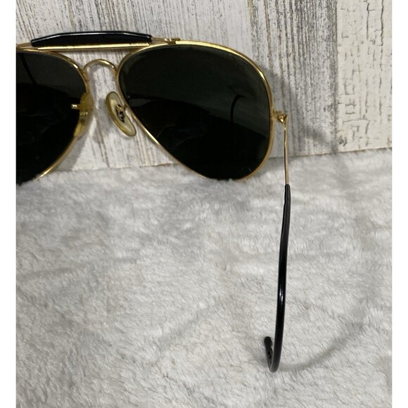 Vintage Ray Ban B&L Diamond Hard Aviator Shooter Sunglasses Gold Frames 62mm - Picture 9 of 14